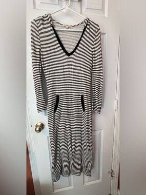 Monteau Gray and Black Striped Knit Top